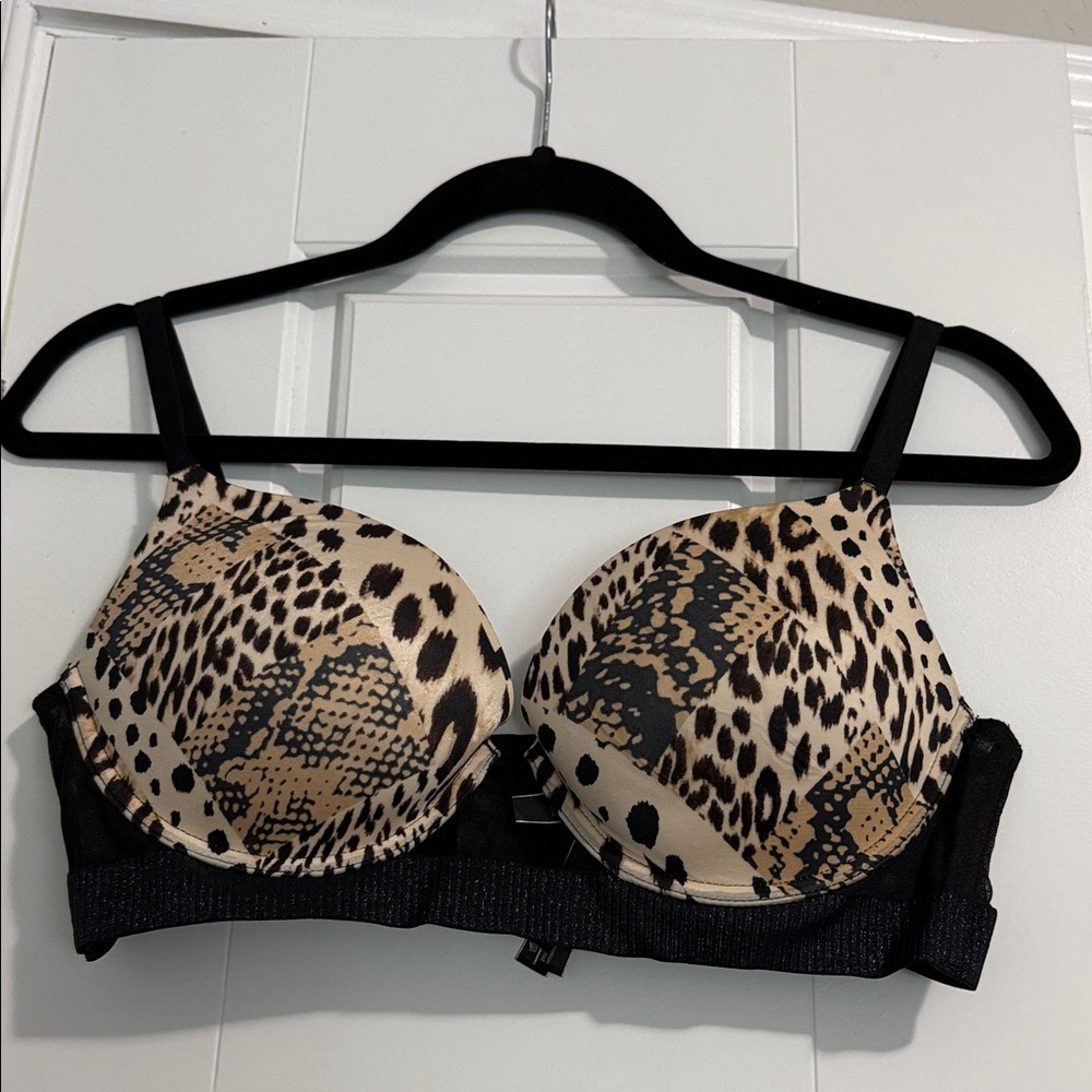 Victoria's Secret Leopard Print Padded Bra in Tan and Black size 36C